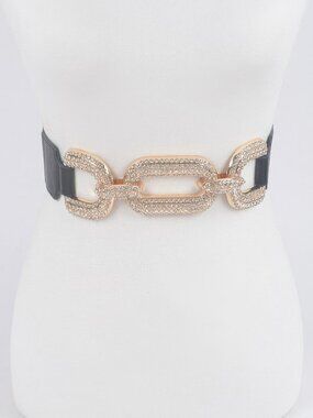 Metal W/rhinestone Elastic Waist Belt